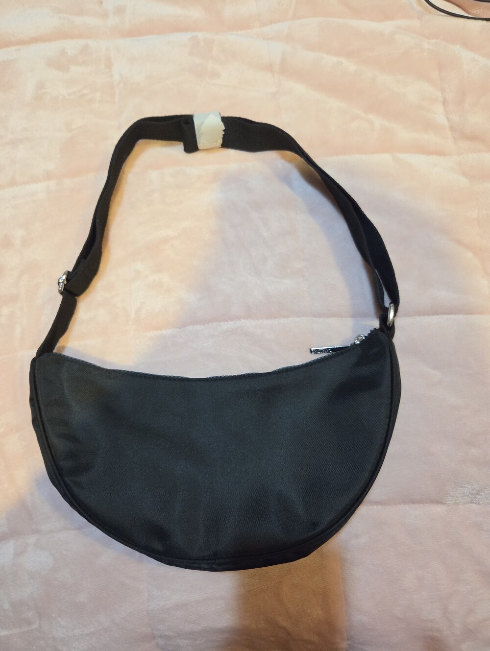 Like New Lancome Paris Black Recycled Nylon Crescent Luxury Crossbody Bag - Picture 2 of 8